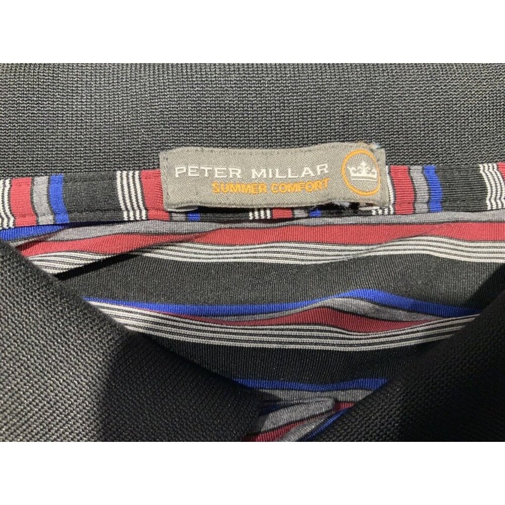 Peter Millar Polo XXL Mens Black Gray Striped Short Sleeve Summer Comfort - Picture 5 of 9